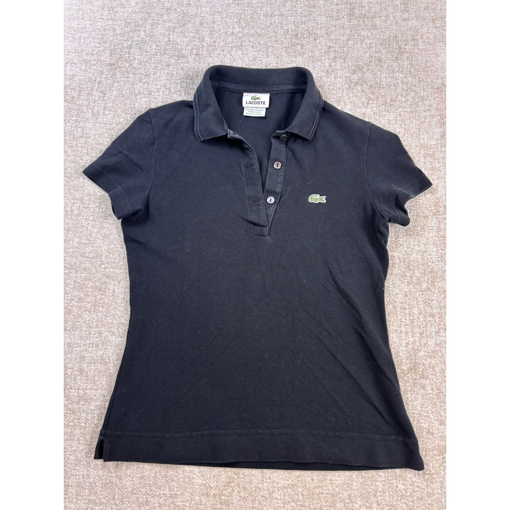 Lacoste Kids Black Pique Cotton Short Sleeve Polo Shirt Size 34 XS